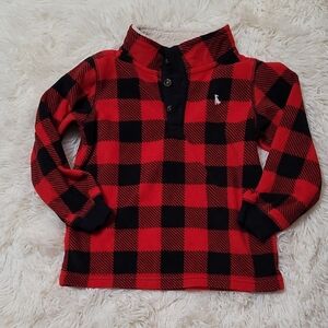 Carter's, Boys, Unisex, Size 5, Red and Black Plaid Kids Sweater, Fleece,